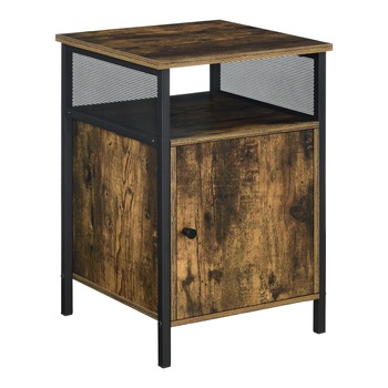 Comoda, en.casa, Eigersund, 60 x 40 x 40 cm, pal,metal, efect lemn nuanta inchisa, cu 1 usa Comoda, en.casa, Eigersund, 60 x 40 x 40 cm, pal,metal, efect lemn nuanta inchisa, cu 1 usa