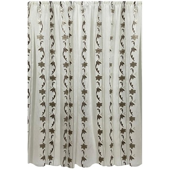 Perdea ivoire cu model maro din colectia  Perdea ivoire cu model maro din colectia