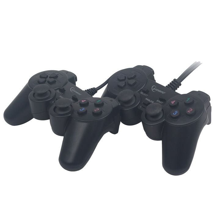 Gembird JPD-UDV2-01 Gamepad, 2 db, Dual Vibration, USB, PC-hez, Fekete