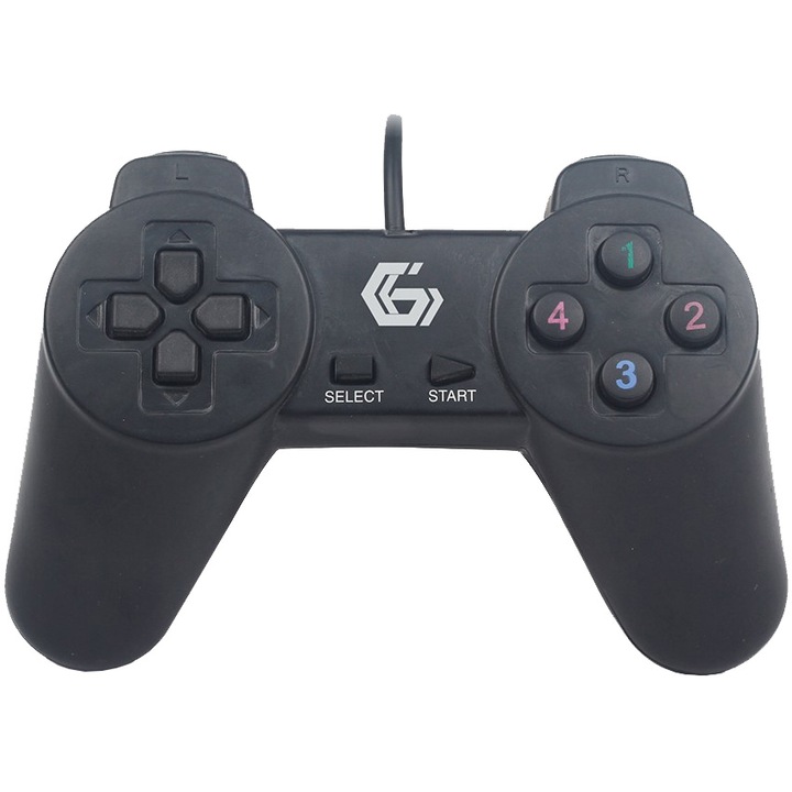 Gembird JPD-UB-01 Gamepad, ergonomikus és programozható, USB, PC-hez, Fekete