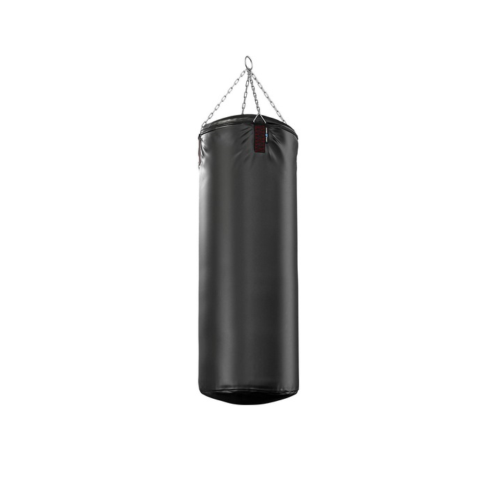 Boxzsák, Marbo Sport, MC-W130|45, Edzőzsák, torpedó alakú (hengeres), magasság 130 cm, átmérő 45 cm, ellenálló Plavil anyag, ellenálló huzalok, láncok 4x45 cm, torpedó töltéshez, fekete