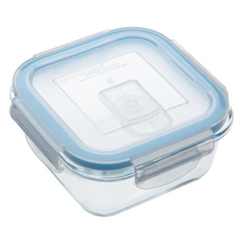 Caserola alimente cu capac patrata din sticla termorezistenta Polux 500ml