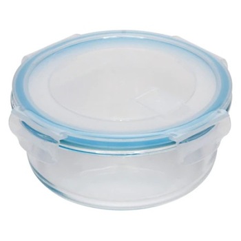 Caserola alimente cu capac rotunda din sticla termorezistenta Polux 630ml Caserola alimente cu capac rotunda din sticla termorezistenta Polux 630ml