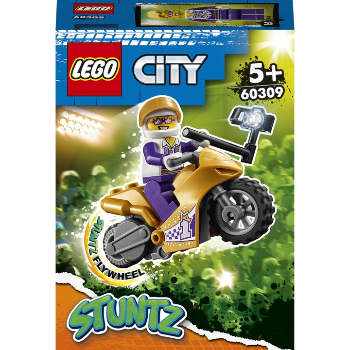 LEGO City Stuntz - Каскадьорски мотоциклет за селфи 60309, 14 части