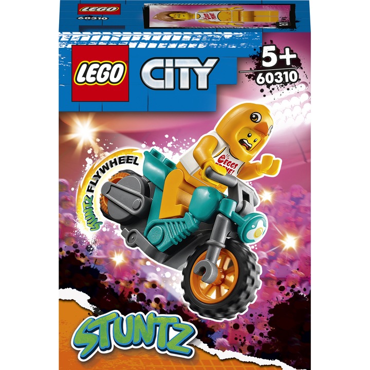 LEGO City Stuntz - Каскадьорски мотоциклет с пиле 60310, 10 части