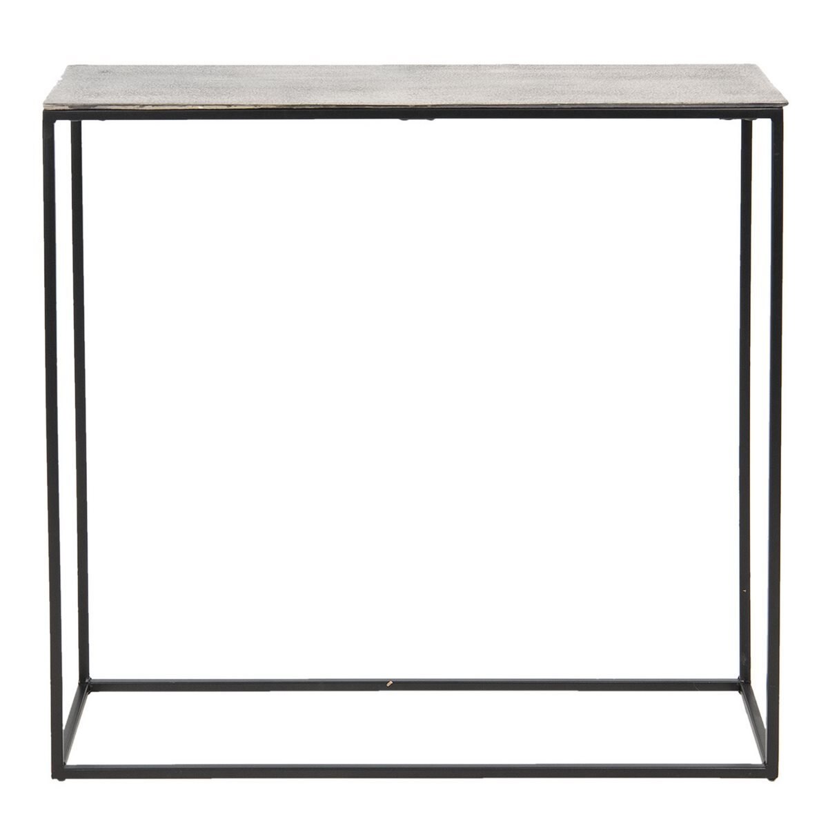 Consola din fier negru si blat aluminiu gri 89 cm x 25 cm x 75 h