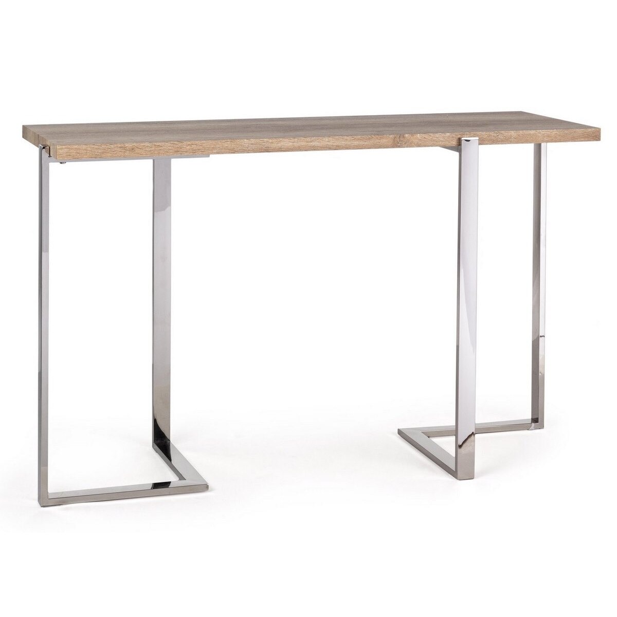 Consola cu picioare din inox cu blat mdf maro Ismael 120 cm x 40 cm x 75 h