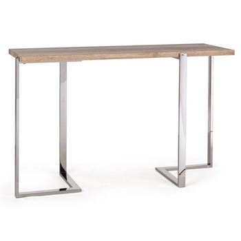 Consola cu picioare din inox cu blat mdf maro Ismael 120 cm x 40 cm x 75 h Consola cu picioare din inox cu blat mdf maro Ismael 120 cm x 40 cm x 75 h