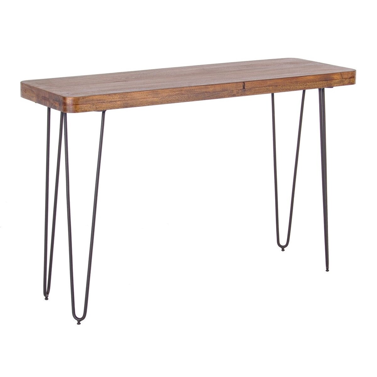 Consola cu blat lemn natur si picioare fier negru Edgar 115 cm x 40 cm x 76 h
