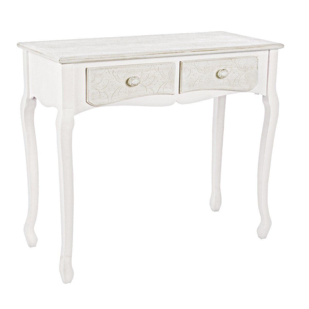 Consola lemn alb cu 2 sertare Clorine 90 cm x 40 cm x 78 h