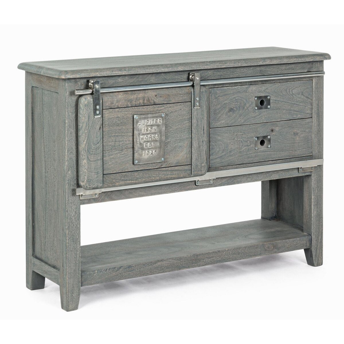 Consola lemn gri cu 2 sertare 1 polita Jupiter 120 cm x 37 cm x 85 h