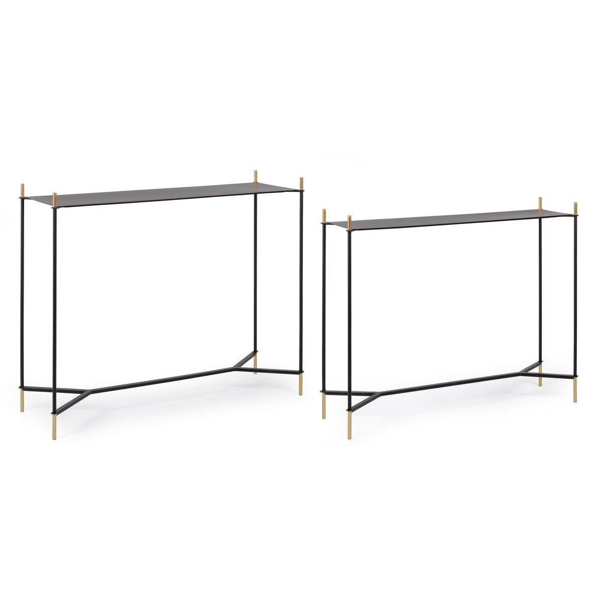 Set 2 console din fier negru auriu Anisha 97 cm x 29 cm x 79 h; 105 cm x 34 cm x 86.5 h