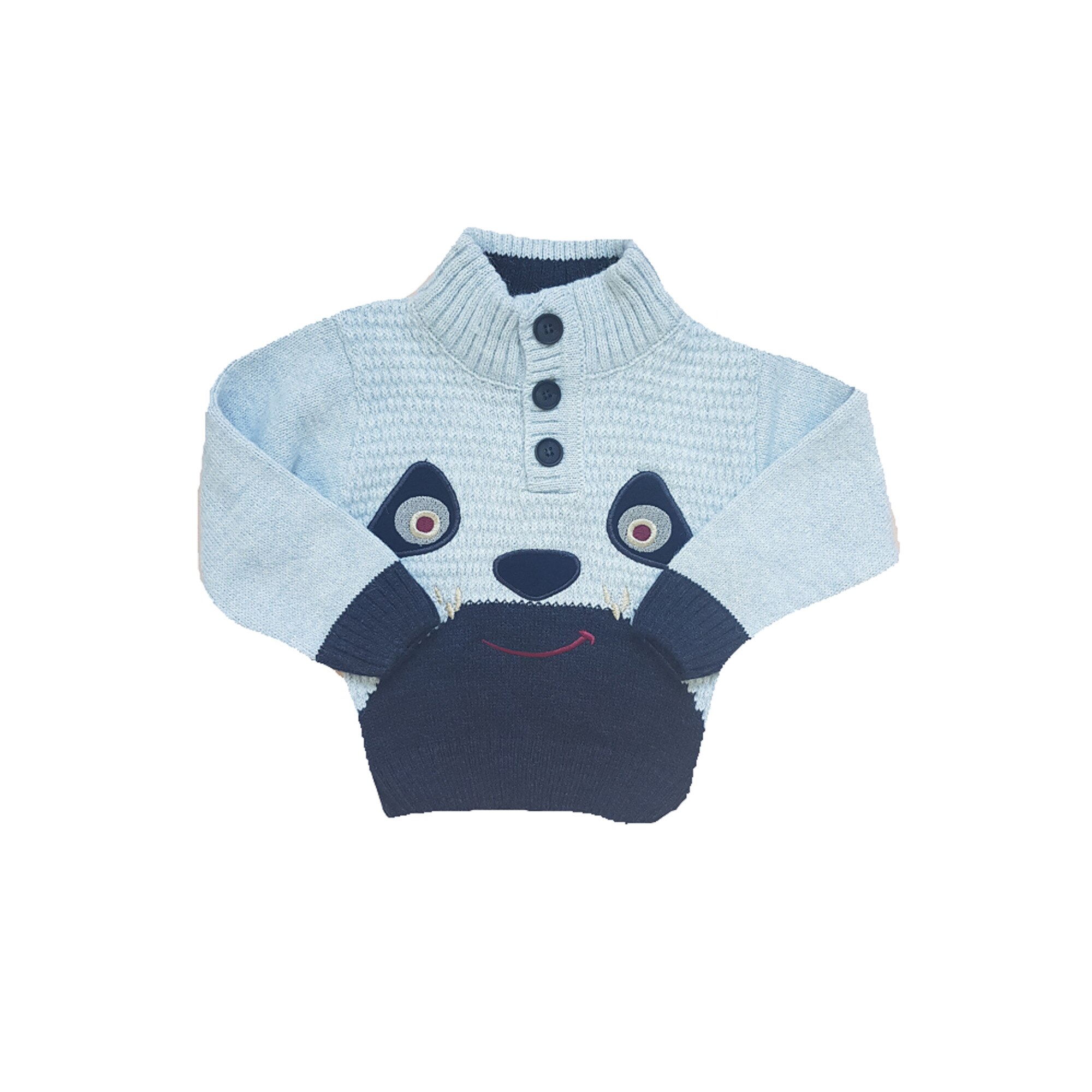 Pulover din tricot gros cu guler inalt, Catelus, varsta 9-12 luni, 80 cm, Albastru