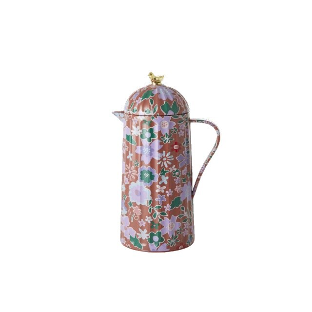 Termos Rice Cu Pasare Aurie, Maro model floral,1L
