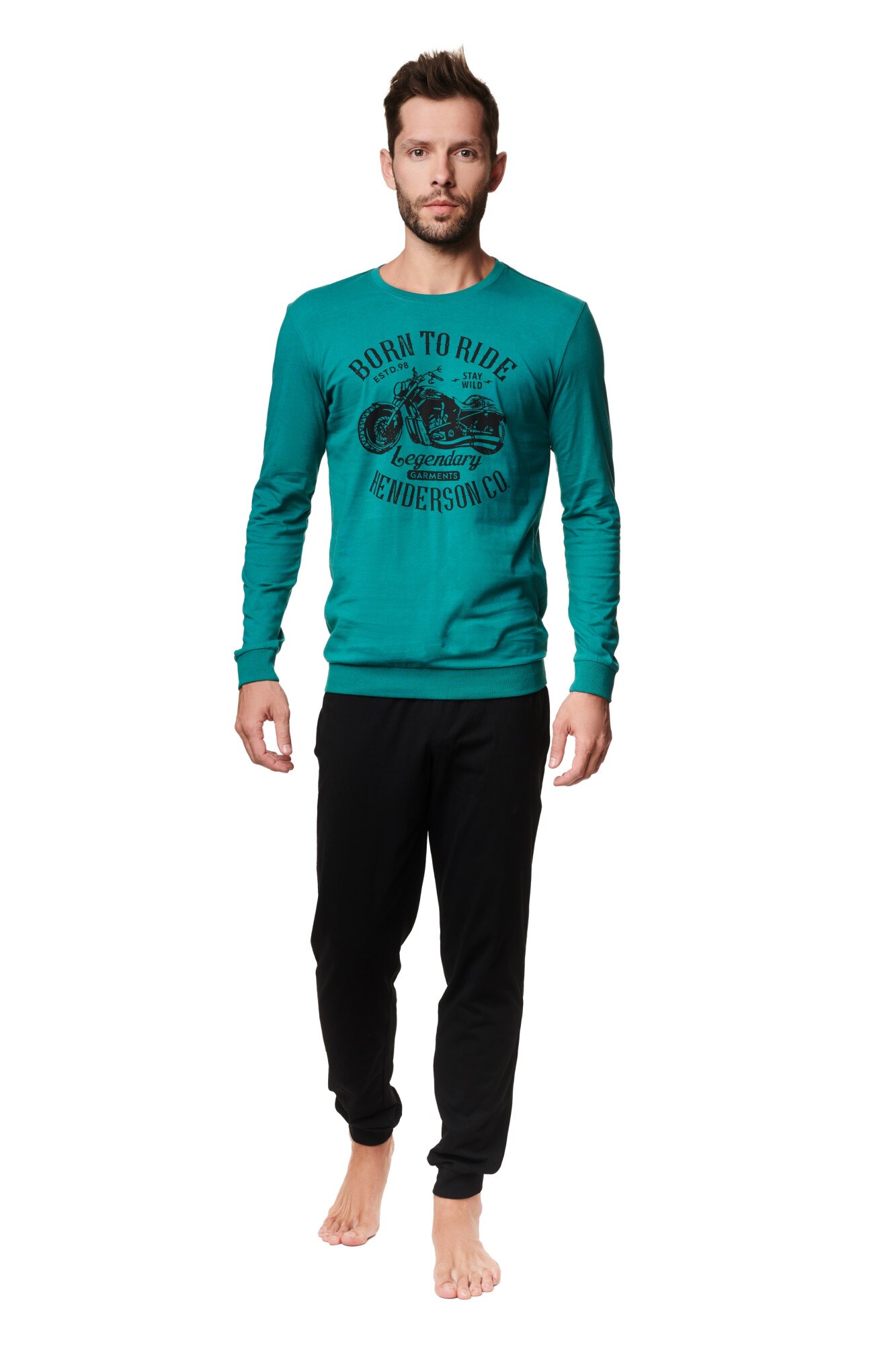 Pijamale pentru barbati Henderson Alpha negru / verde