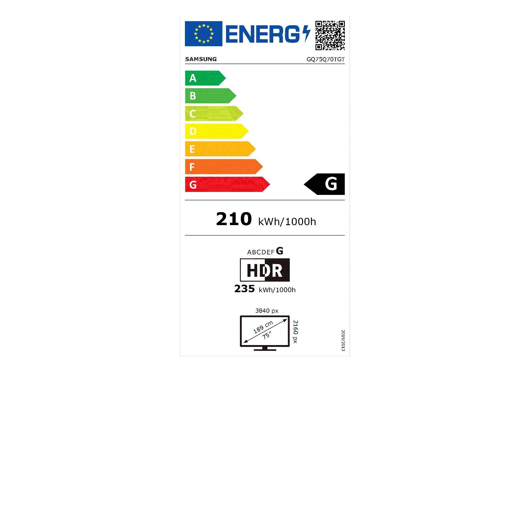 Televizor Samsung GQ-75Q70T, QLED, 75'', 4K Ultra HD, Tizen, Negru