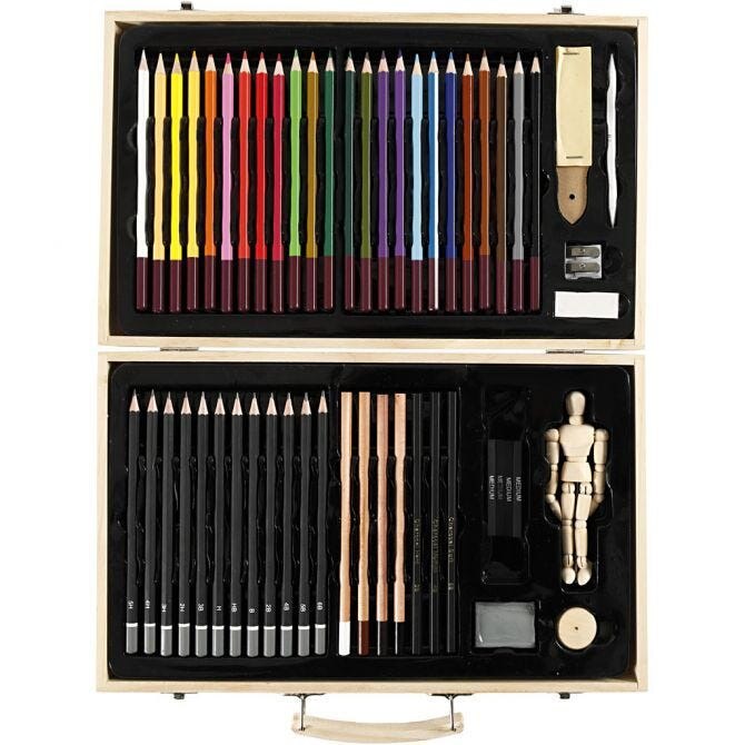 Set creioane colorate DIY Kit, Sketch & Drawing, 54 bucati