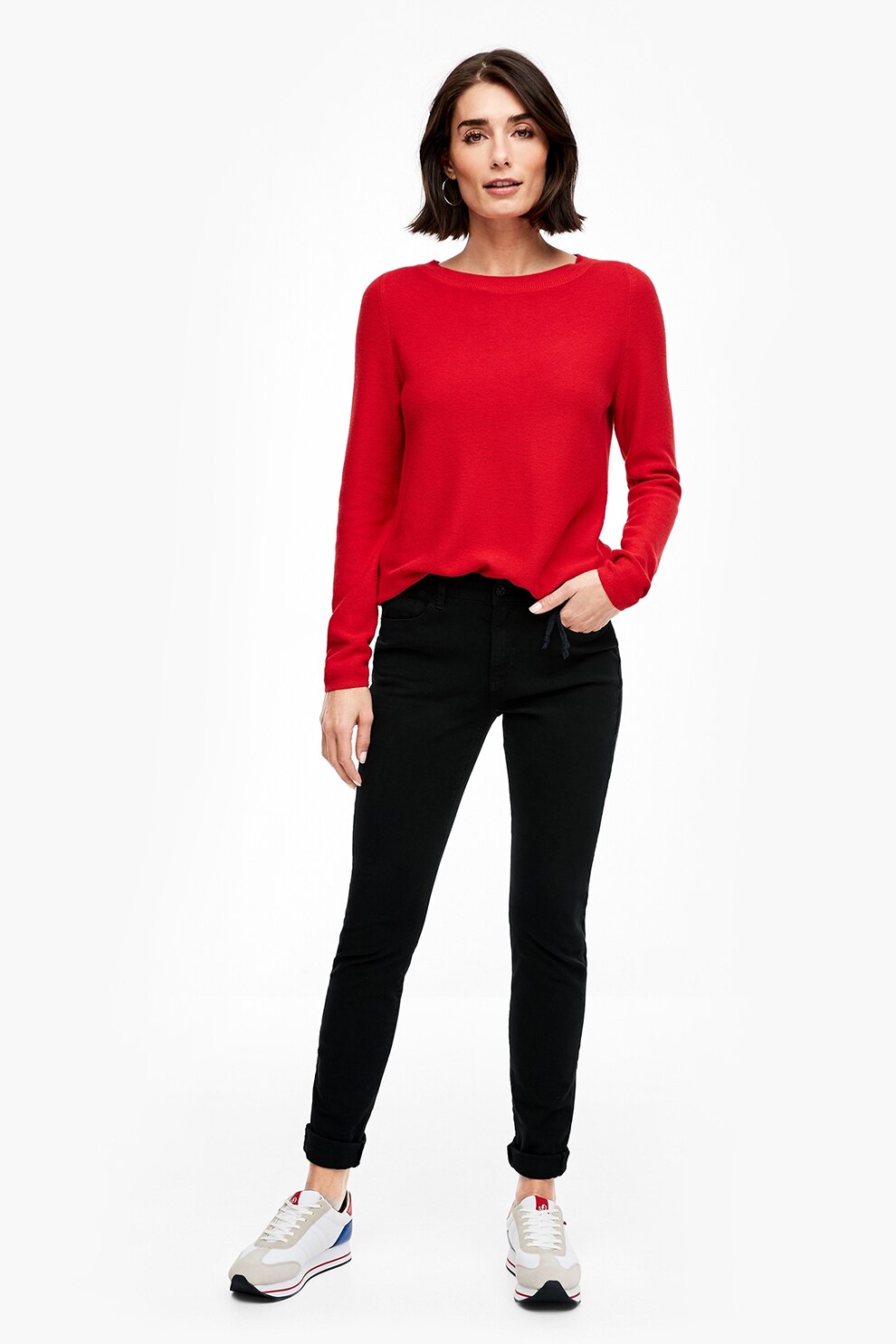 s.Oliver, Pantaloni skinny cu talie medie Izabell, Negru