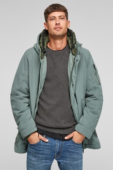 s.Oliver, Geaca cu vatelina si snur in talie, Albastru prafuit s.Oliver, Geaca cu vatelina si snur in talie, Albastru prafuit