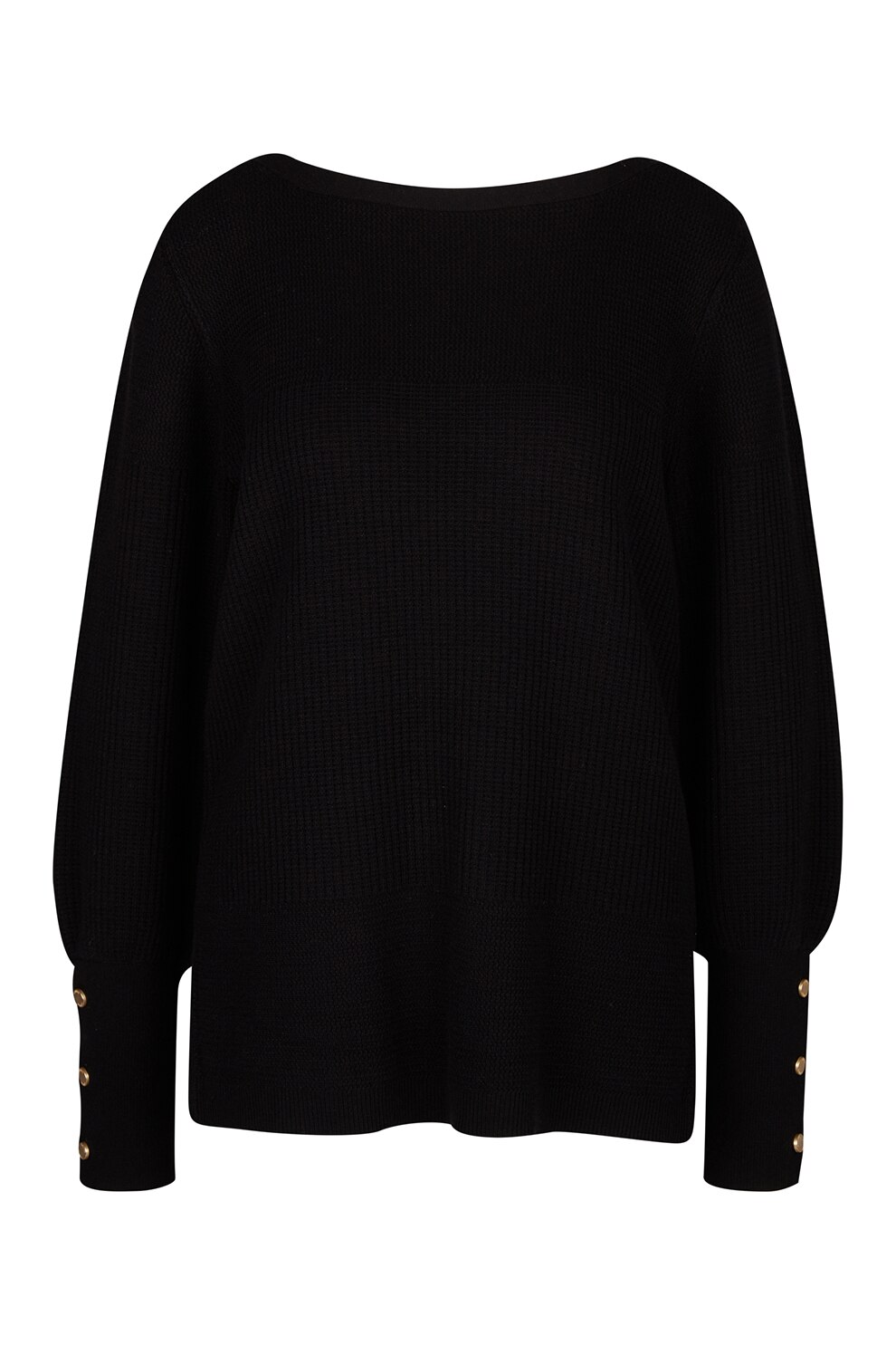 s.Oliver, Pulover cu maneci bishop, Negru, XS