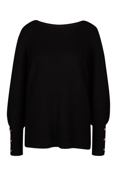 s.Oliver, Pulover cu maneci bishop, Negru, XS s.Oliver, Pulover cu maneci bishop, Negru, XS