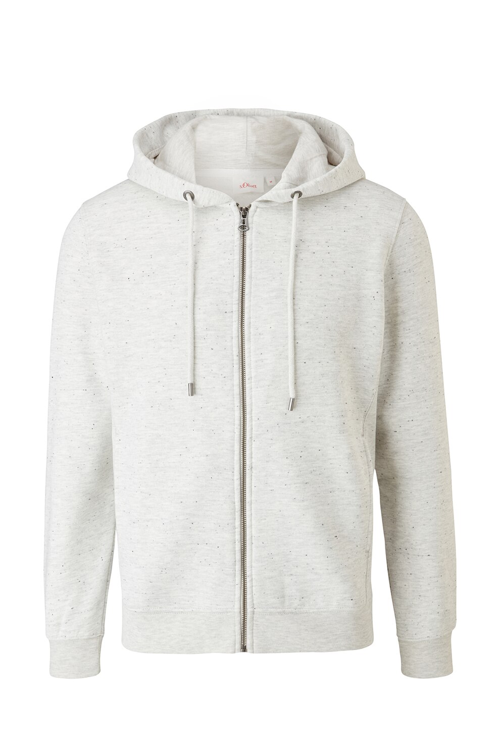 s.Oliver, Hanorac regular fit din amestec de bumbac cu fermoar, Gri deschis melange