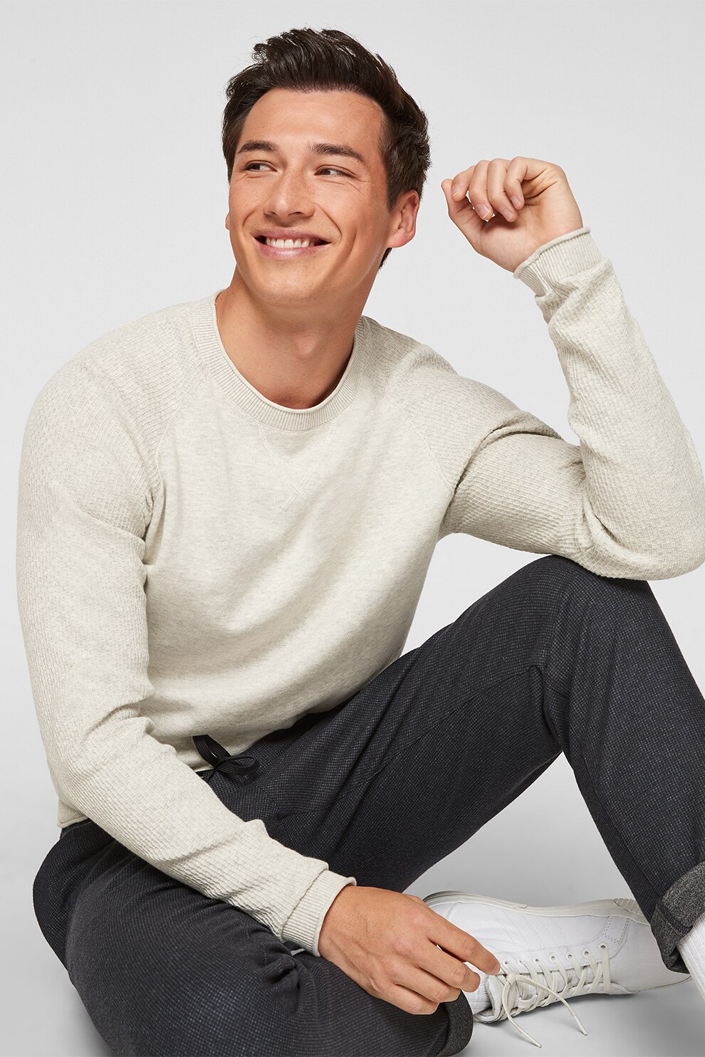 s.Oliver, Pulover regular fit cu decolteu la baza gatului, Bej deschis