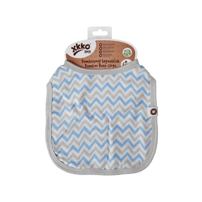 Bavetica Bamboo Baby Chevron, Bumbac/Bambus, Albastru/Gri