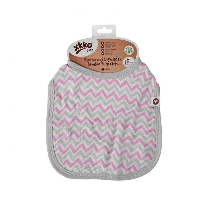 Bavetica Bebelusi Bamboo Baby Chevron, Bumbac/Bambus, Roz/Gri