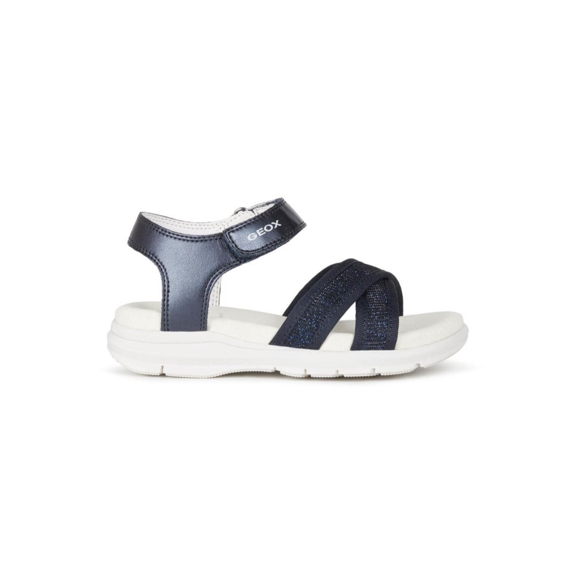 Sandale fete, Geox, J Sandal Sukie Girl Navy, Piele ecologica, Albastru, 28 EU