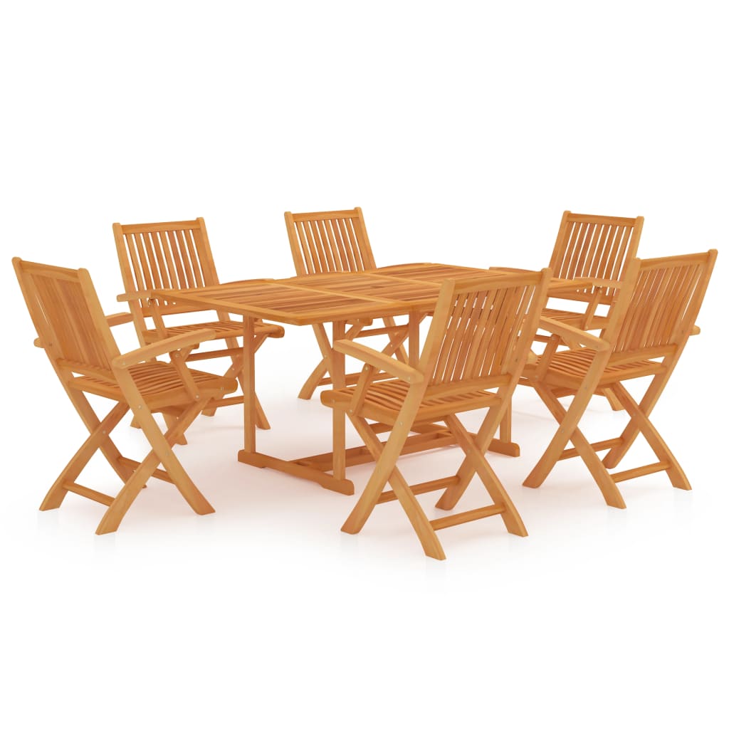 Set mobilier de gradina din lemn masiv cu 7 piese pliabile vidaXL, Lemn, 56 x 58 x 88 cm, Maro