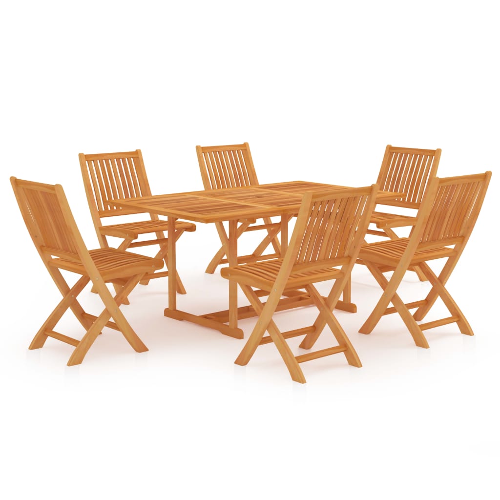 Set mobilier de gradina din lemn masiv de tec cu 7 piese vidaXL, Lemn, 46.5 x 58 x 88 cm, Maro