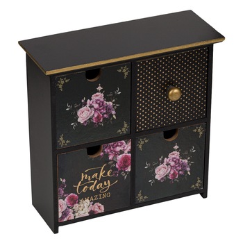 Cutie de depozitare Zola®, decorativa , din lemn, 23x9x23 cm, model floral 4 compartimente Cutie de depozitare Zola®, decorativa , din lemn, 23x9x23 cm, model floral 4 compartimente