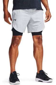 Under Armour, Pantaloni scurti pentru antrenament Stretch Woven, Alb prafuit/Negru Under Armour, Pantaloni scurti pentru antrenament Stretch Woven, Alb prafuit/Negru