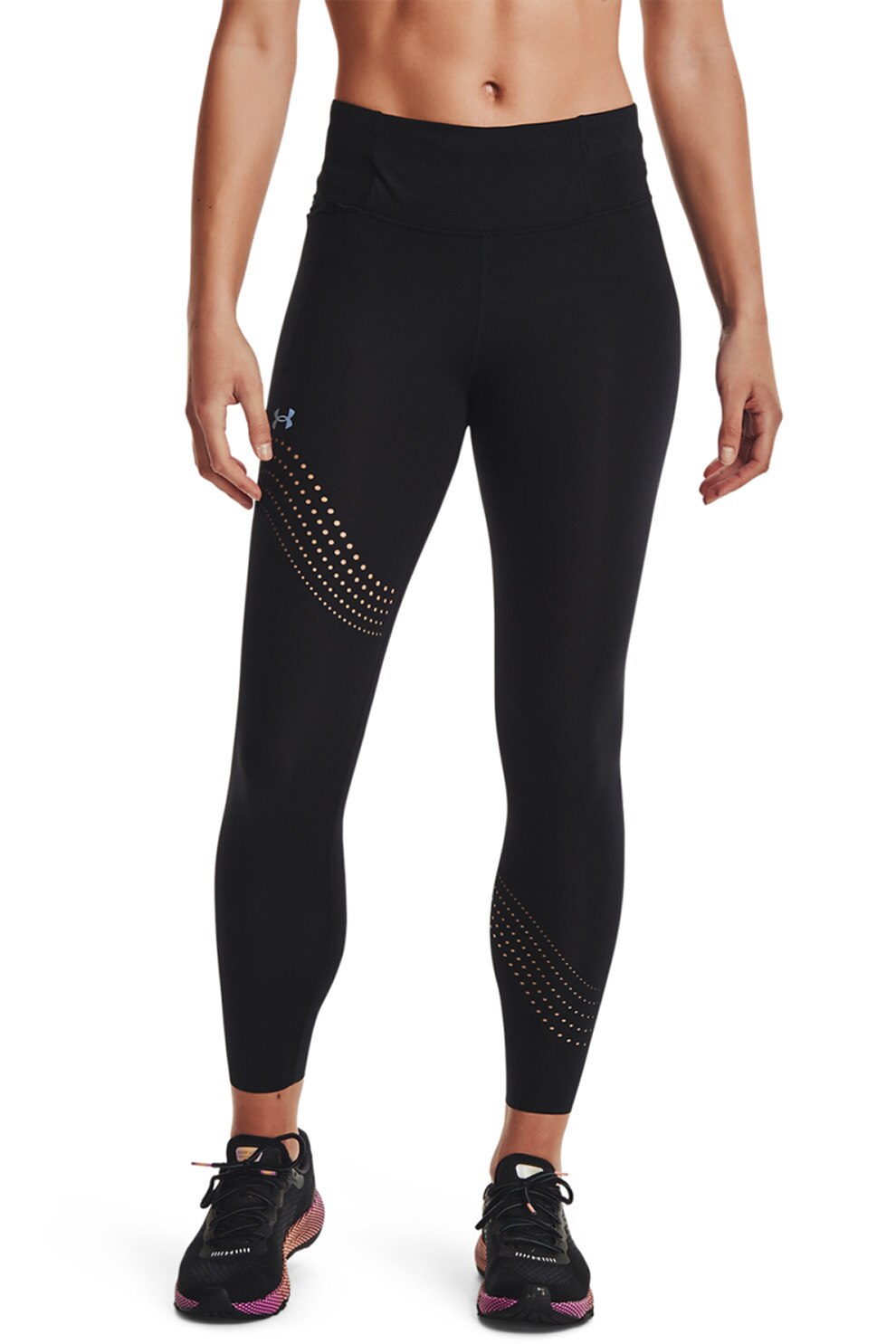 Under Armour, Colanti cu talie inalta pentru alergare Speedpocket, Negru