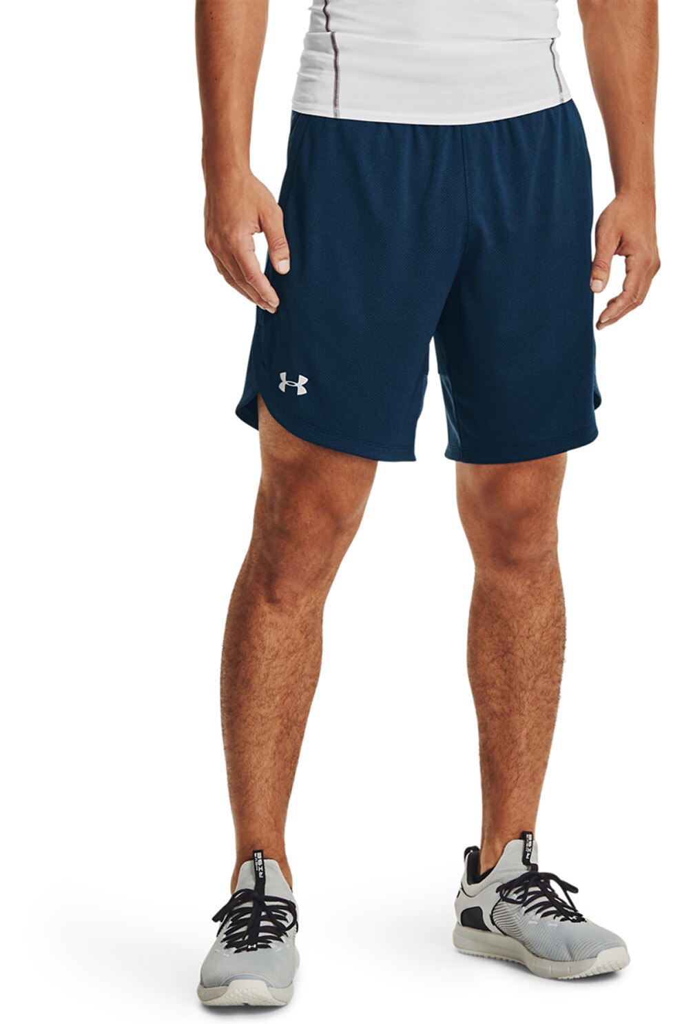 Under Armour, Pantaloni scurti cu snur interior pentru antrenament Knit Performance, Bleumarin