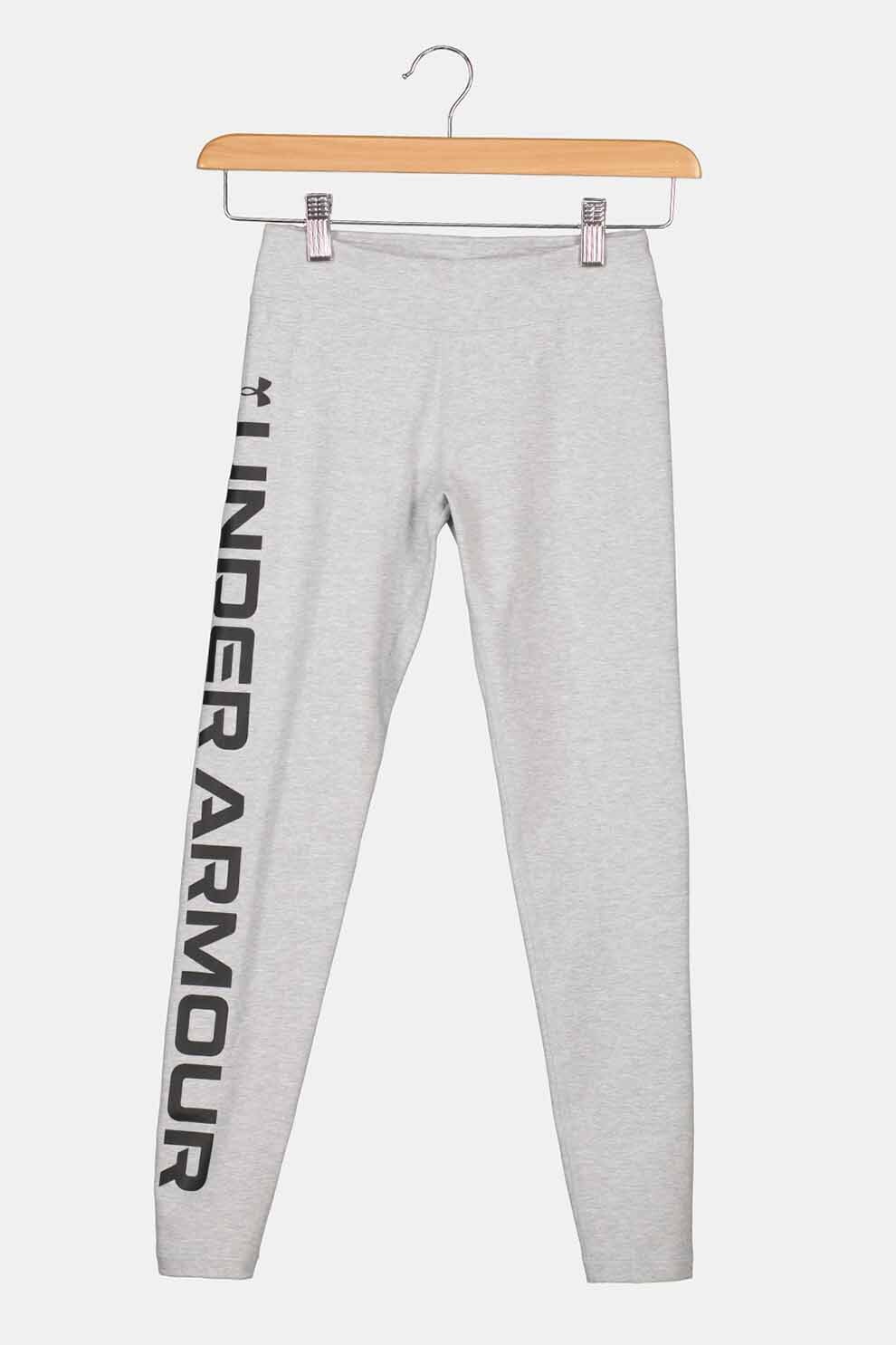Under Armour, Colanti cu imprimeu logo, pentru fitness Sportstyle, Gri/negru