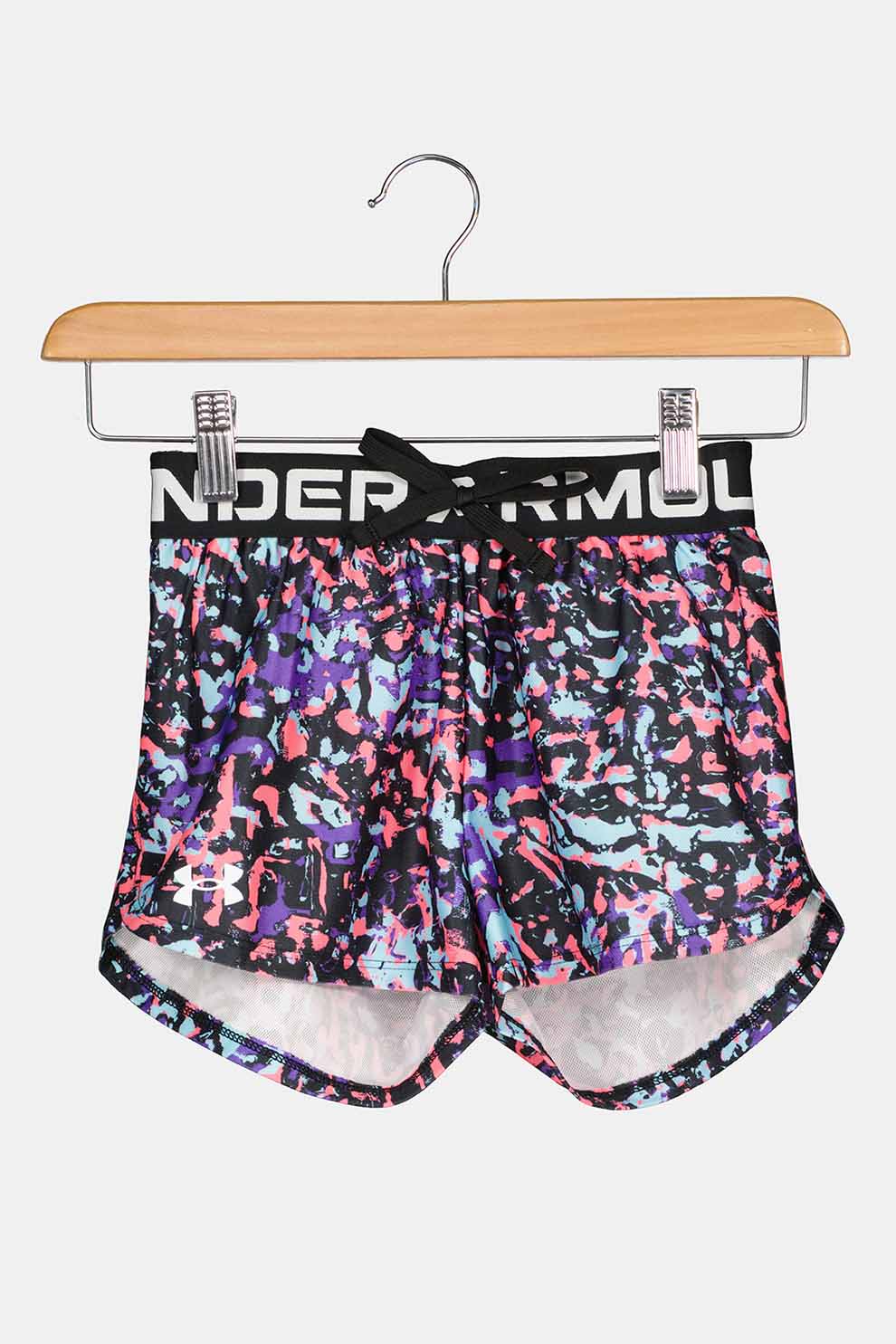 Under Armour, Pantaloni scurti cu imprimeu, pentru antrenament Play Up, Negru/Roz