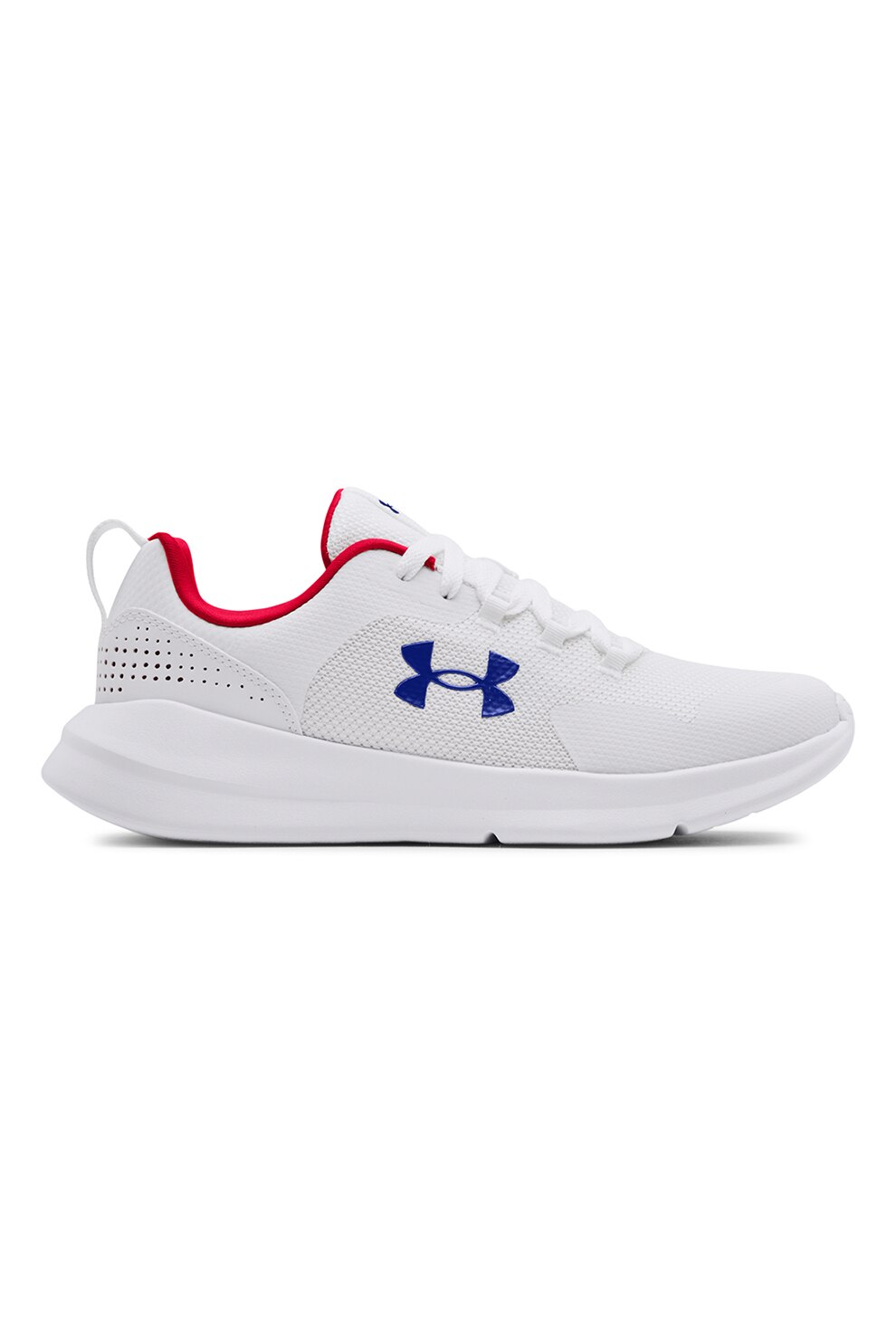Under Armour, Pantofi sport usori din material textil Essential, Alb/albastru royal/rosu