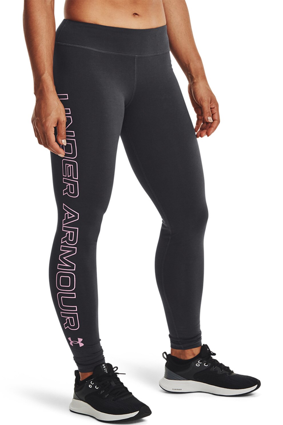 Under Armour, Colanti pentru fitness Wordmark, Gri inchis/Roz