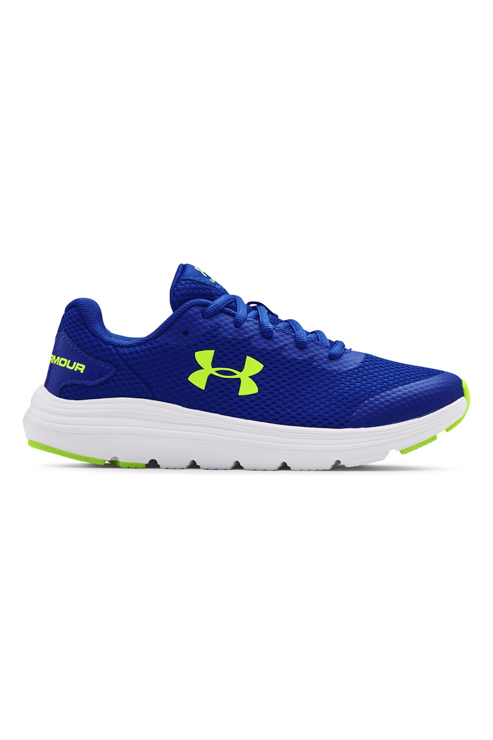 Under Armour, Pantofi din material textil, pentu alergare Surge 2, Albastru/Verde lime