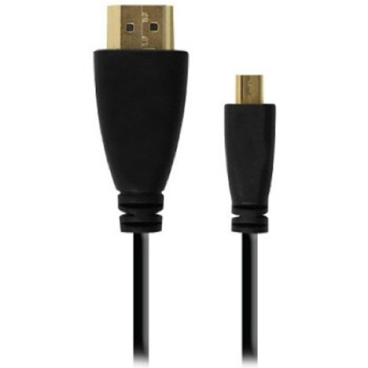 Кабел VCom SS001205, HDMI - Micro HDMI Type D, M/M, 1.5м, Черен, Gold Plated