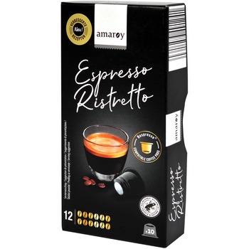 Capsule cafea Amaroy Espresso Ristretto, compatibile Nespresso, 10 capsule, 55g Capsule cafea Amaroy Espresso Ristretto, compatibile Nespresso, 10 capsule, 55g
