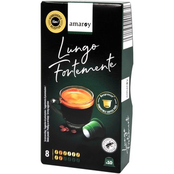 Capsule cafea Amaroy Lungo Fortemente, compatibile Nespresso, 10 capsule, 55g Capsule cafea Amaroy Lungo Fortemente, compatibile Nespresso, 10 capsule, 55g