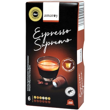 Capsule cafea Amaroy Espresso Supremo, compatibile Nespresso, 10 capsule, 55g Capsule cafea Amaroy Espresso Supremo, compatibile Nespresso, 10 capsule, 55g