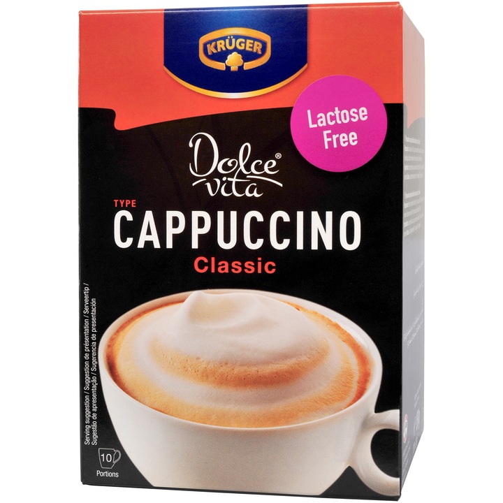 Cappuccino instant Kruger Classic Fara Lactoza, 10 buc, 150g