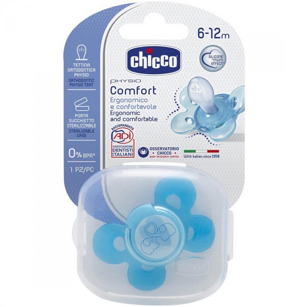 Suzeta Phisio Comfort, Chicco, Silicon, Albastru, 6 luni+