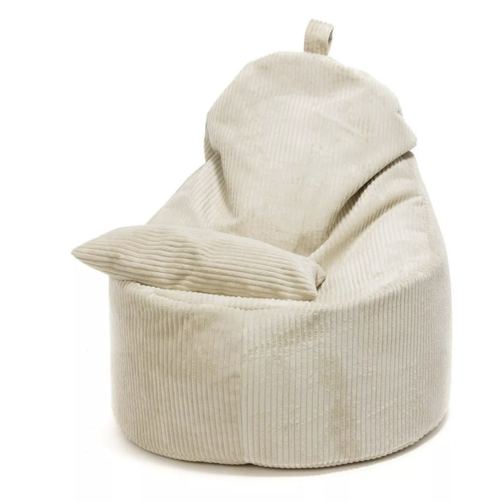 Puha fotel Yoko Corduroy SZ03, Lábtartó, Bársony, Krém