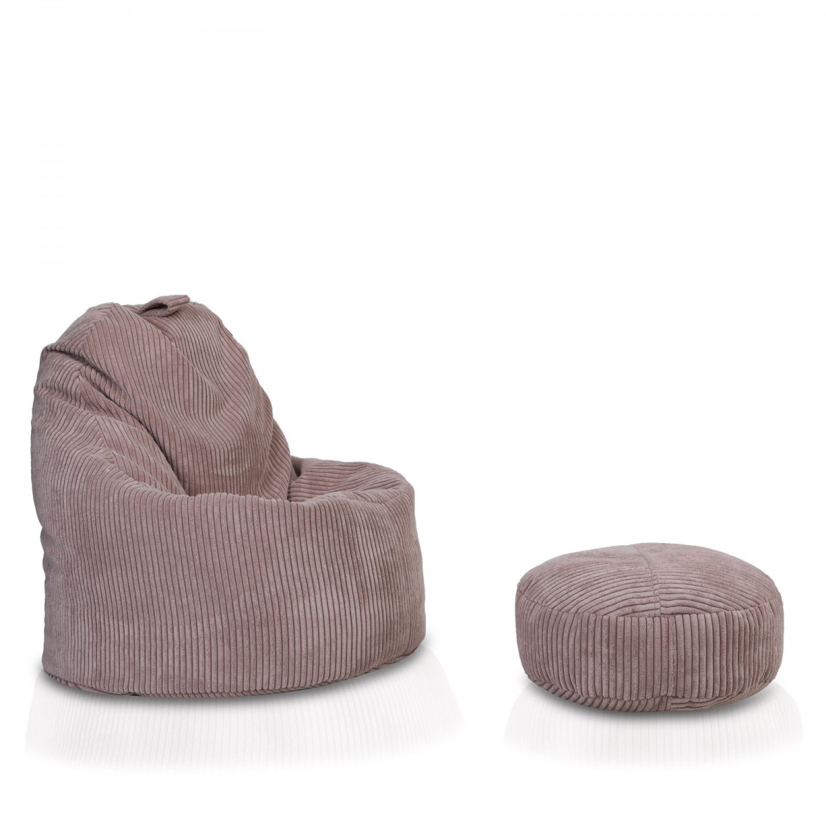 Fotoliu puf Yoko Corduroy SZ61, Suport picioare, Velur, Bej