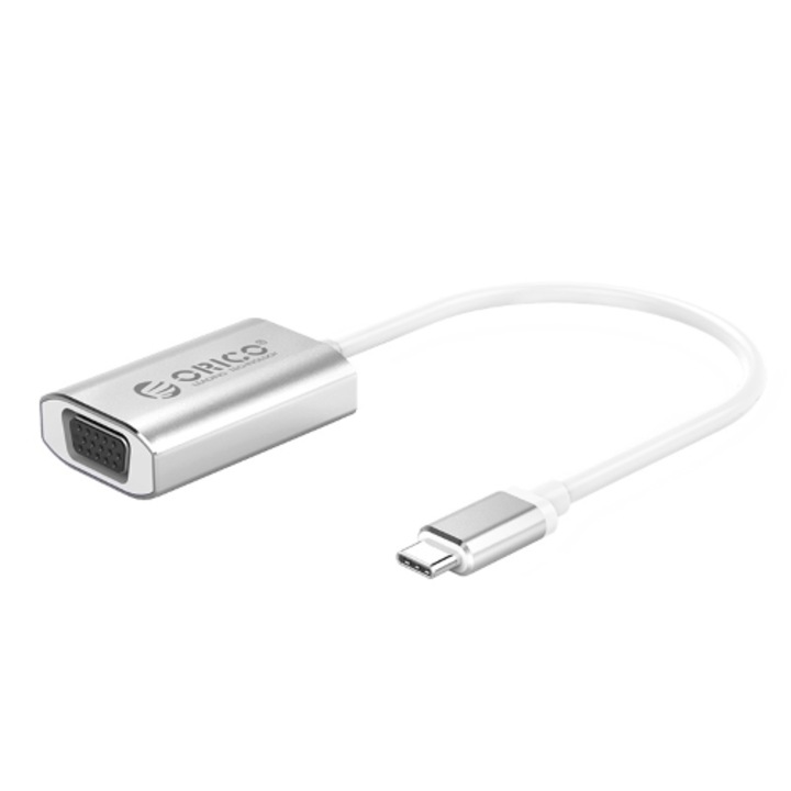 Orico XC-102 adapter, USB3.1 Type C csatlakozó adapter VGA aljzatba, 0,15 m, ezüst